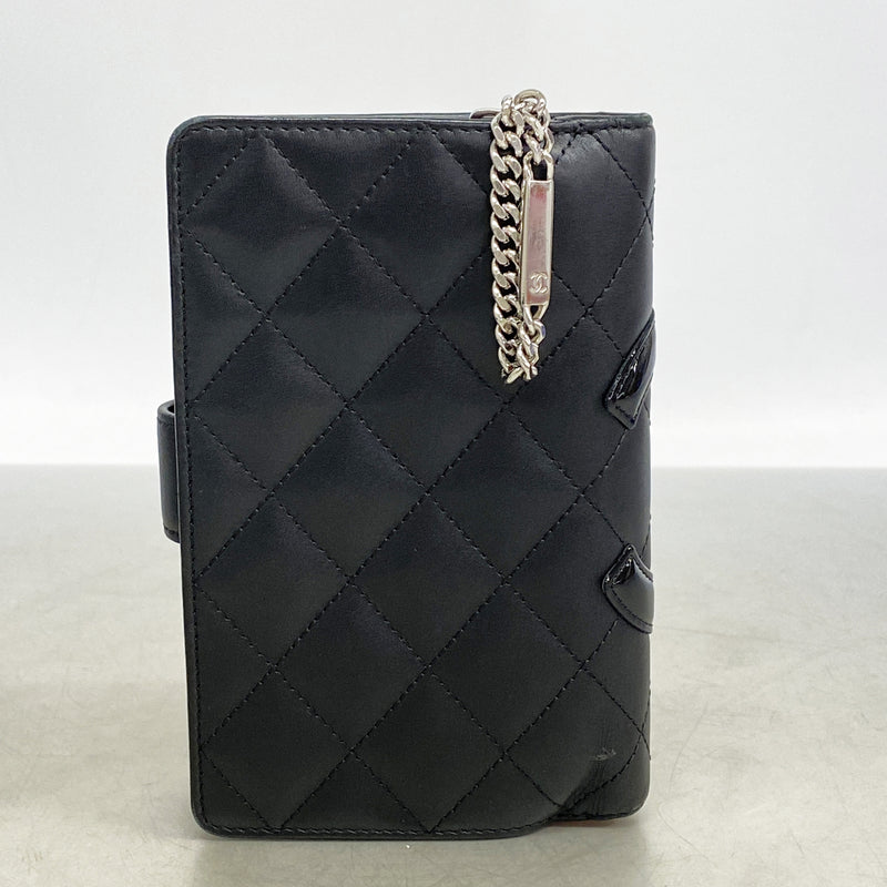 【6hd4282】シャネル 財布 カンボン ラムスキン ブラック シルバー金具【中古】レディース