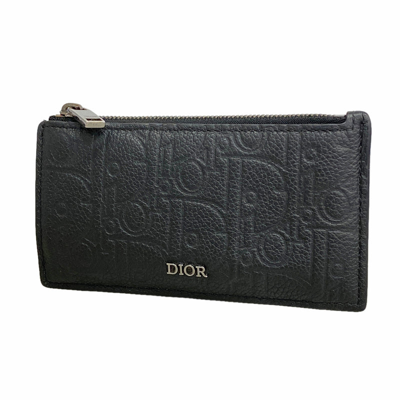 【6hd4295】クリスチャンディオール コインケース レザー ブラック シルバー金具【中古】メンズ