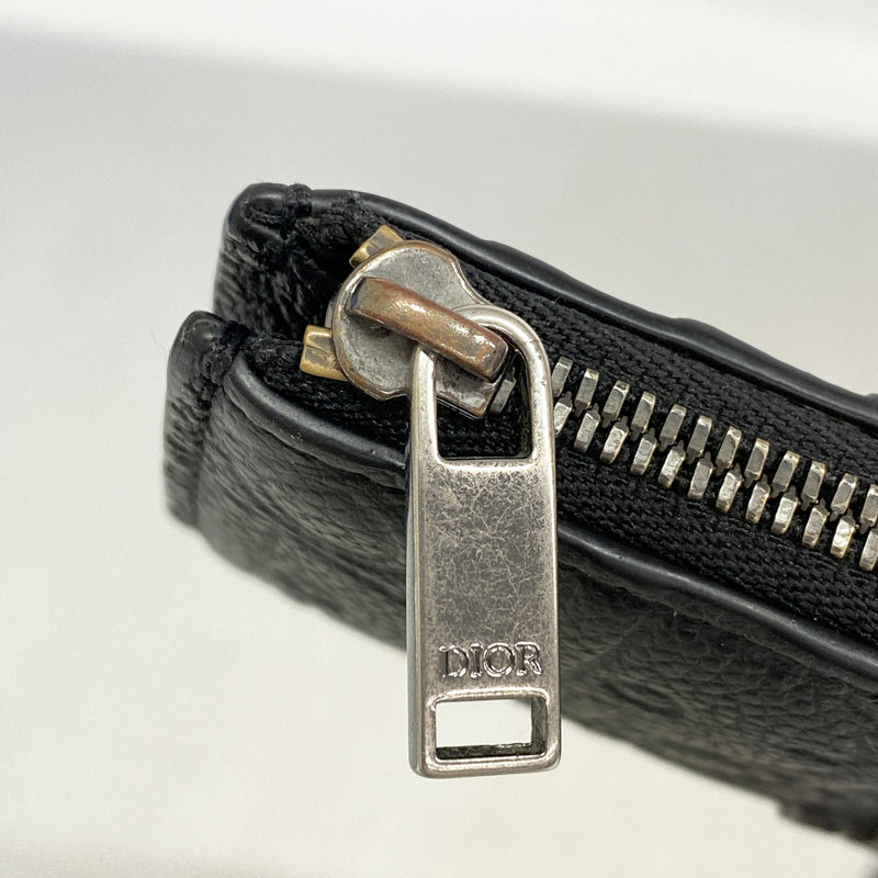 【6hd4295】クリスチャンディオール コインケース レザー ブラック シルバー金具【中古】メンズ