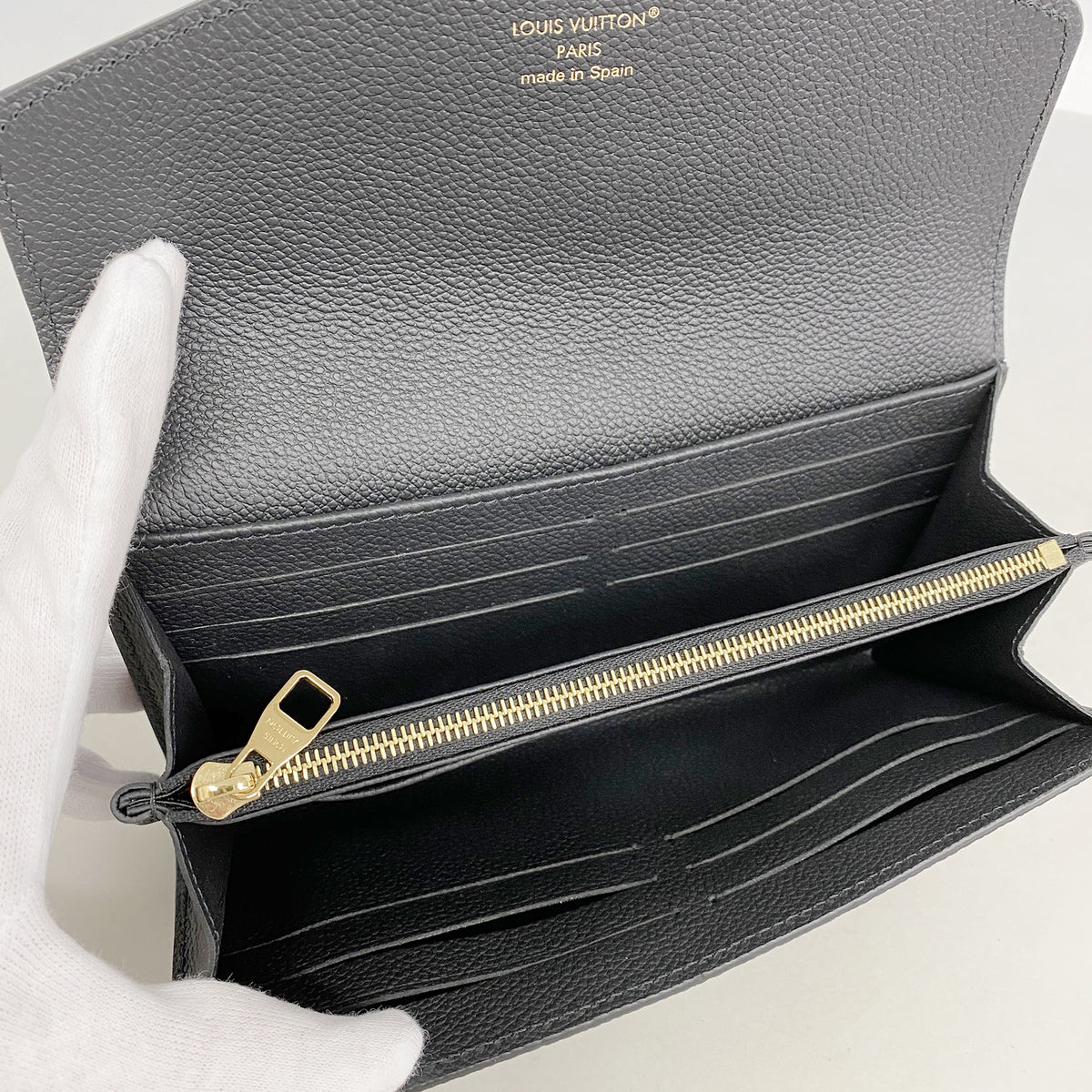 【6hd4302】ルイヴィトン 長財布 モノグラム・アンプラント バイカラー ポルトフォイユサラ M80496 ブラック ベージュ【中古】レディース