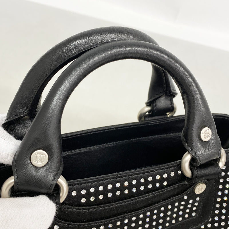 【6hd4324】セリーヌ ハンドバッグ ブギーバッグ サテン ブラック シルバー金具【中古】レディース