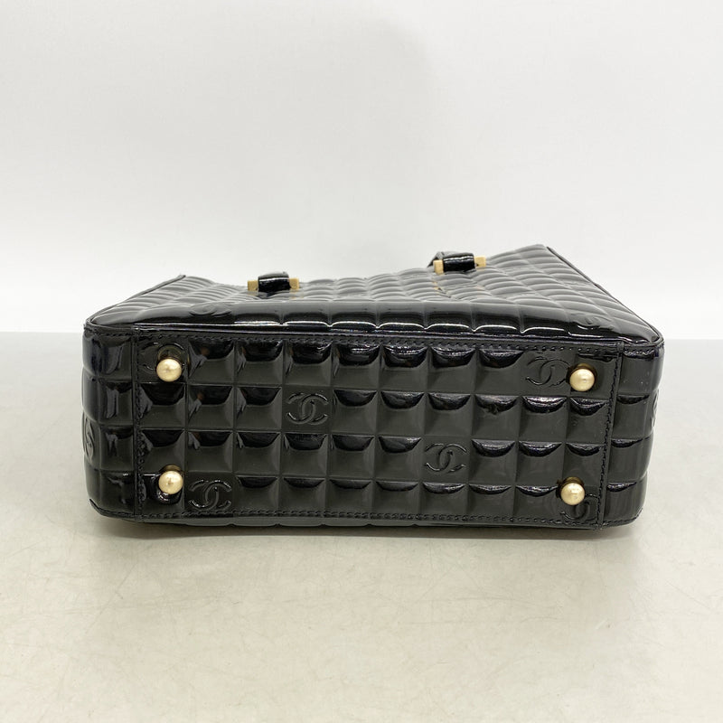 【6hd4326】シャネル トートバッグ チョコバー パテントレザー ブラック ゴールド金具【中古】レディース