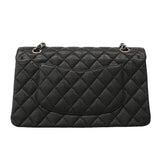 【6hd4329-h】シャネル ショルダーバッグ マトラッセ Wフラップ Wチェーン キャビアスキン ブラック シルバー金具【中古】レディース