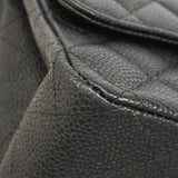 【6hd4329-h】シャネル ショルダーバッグ マトラッセ Wフラップ Wチェーン キャビアスキン ブラック シルバー金具【中古】レディース