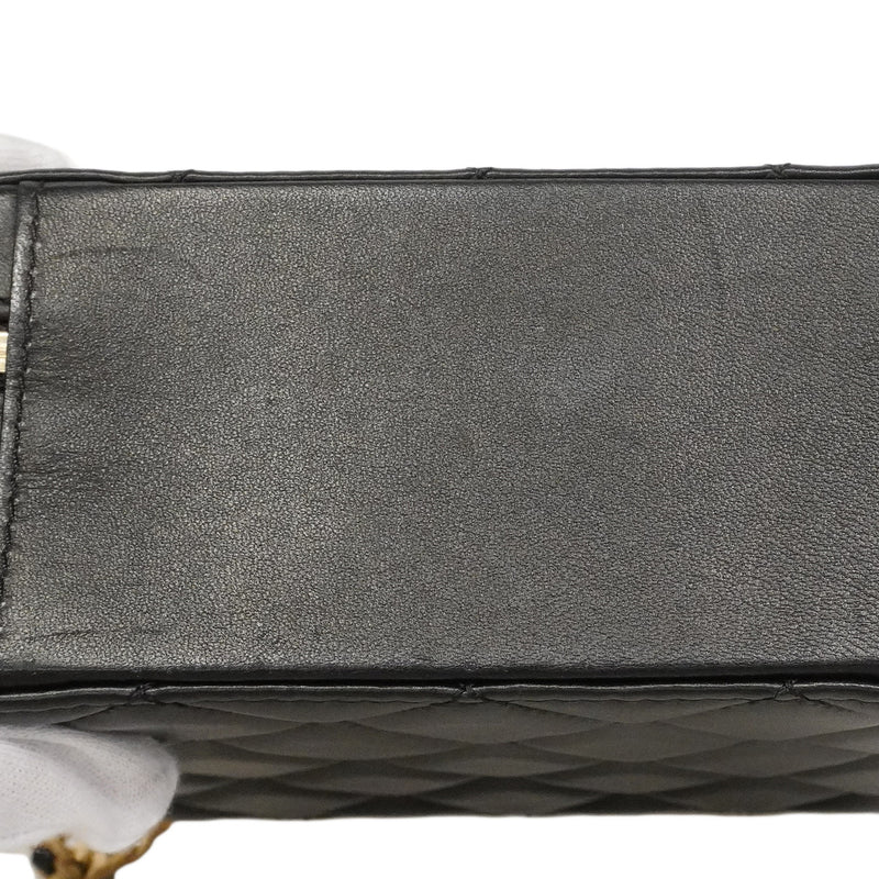 【6hd4377】シャネル ハンドバッグ マトラッセ チェーンショルダー ラムスキン ブラック ゴールド金具 2wayバック【中古】レディース