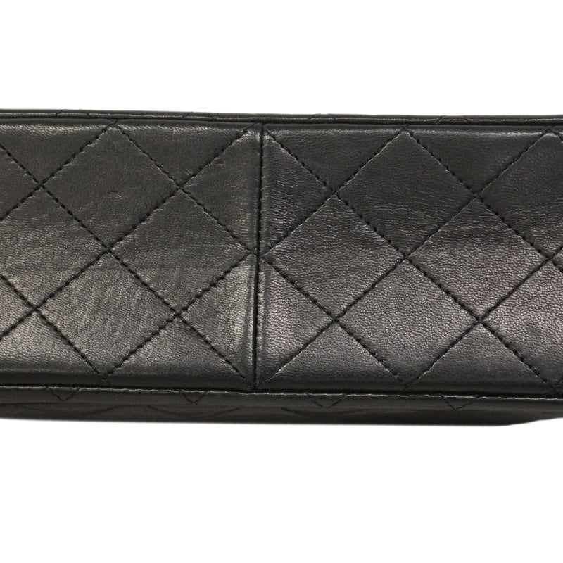 【6hd4379】シャネル ショルダーバッグ マトラッセ Wフラップ Wチェーン ラムスキン ブラック ゴールド金具【中古】レディース