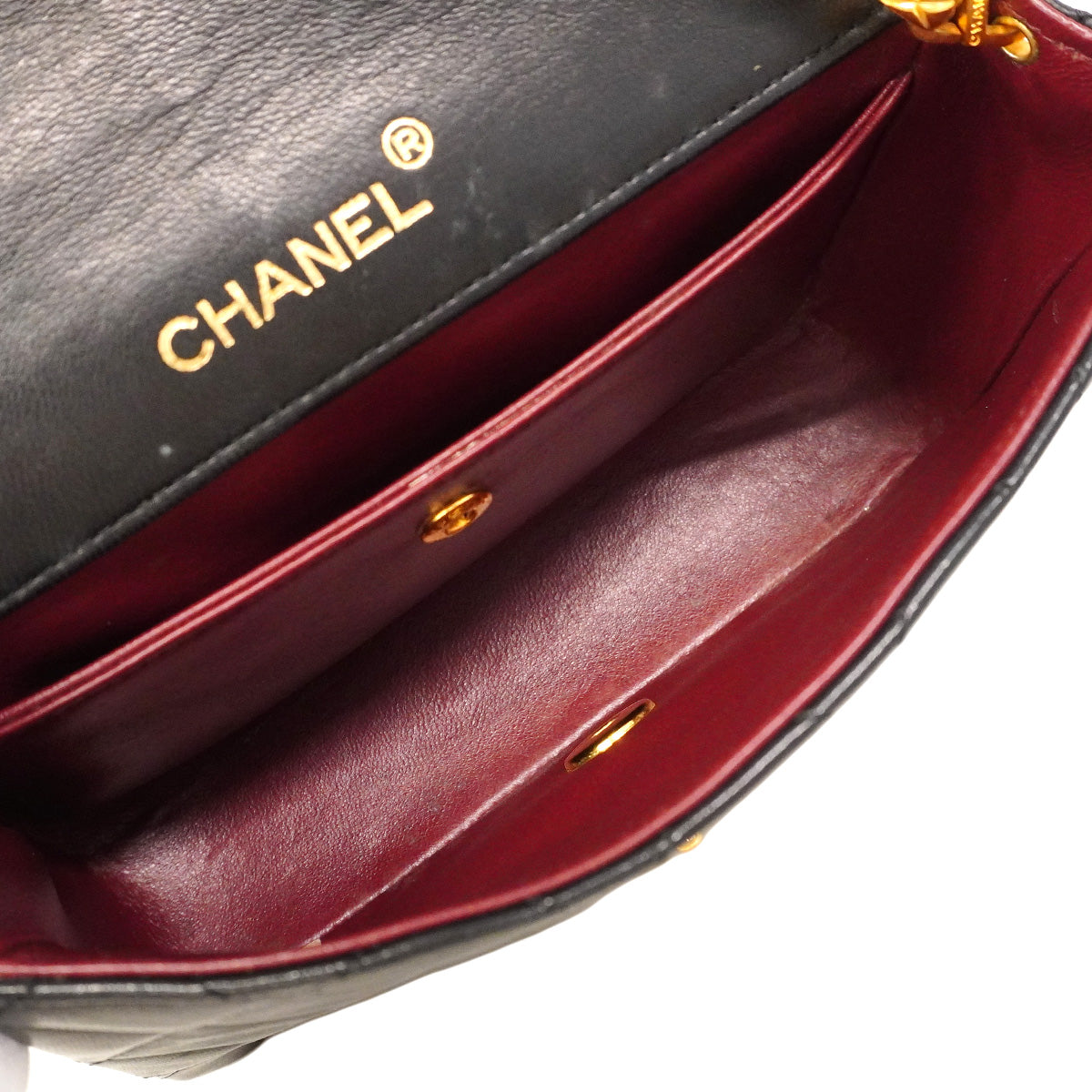 【6hd4380】シャネル ショルダーバッグ マトラッセ チェーンショルダー ラムスキン ブラック ゴールド金具【中古】レディース