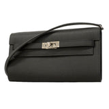 【6hd4385】エルメス ショルダーウォレット ケリートゥーゴー ヴォーエプソン ブラック シルバー金具 K刻印【中古】レディース