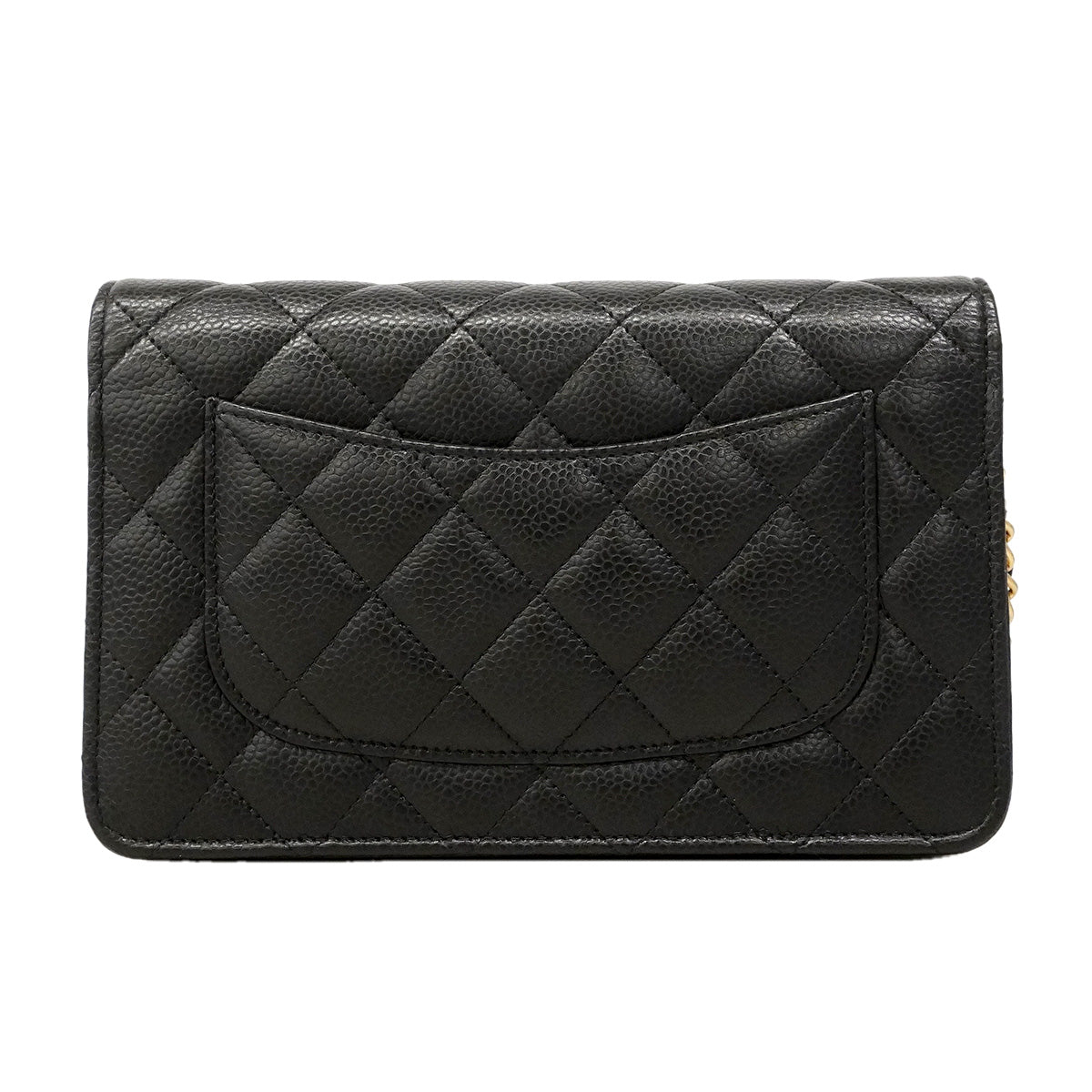 【6hd4387】シャネル ショルダーウォレット マトラッセ チェーンショルダー キャビアスキン ブラック ゴールド金具【中古】レディース