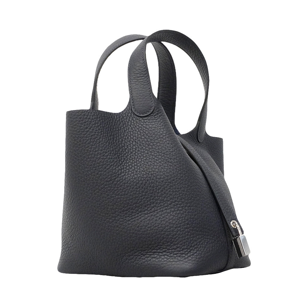 【6hd4389】エルメス ハンドバッグ ピコタンロックPM トリヨンクレマンス ブルーアンクル シルバー金具 K刻印【中古】レディース
