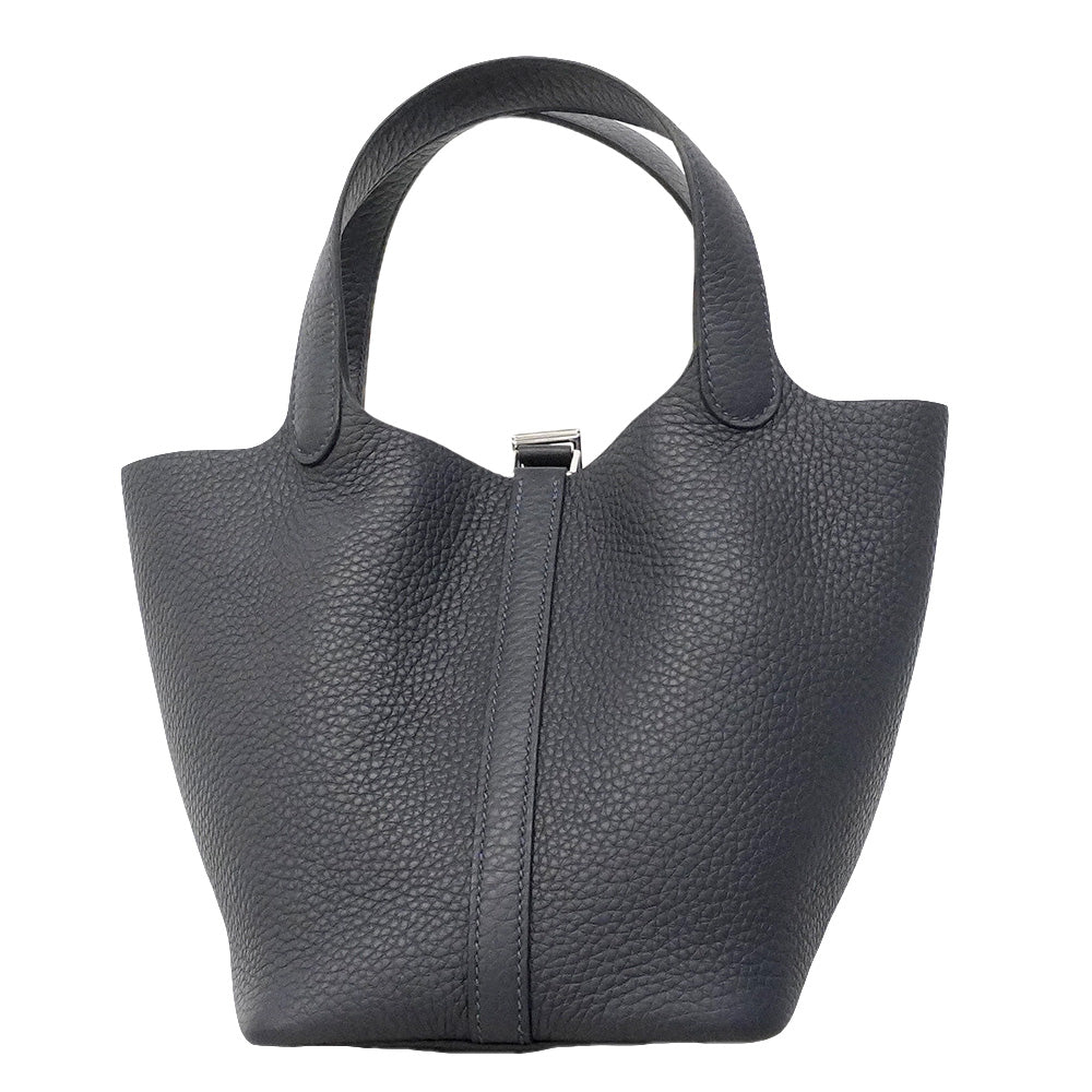 【6hd4389】エルメス ハンドバッグ ピコタンロックPM トリヨンクレマンス ブルーアンクル シルバー金具 K刻印【中古】レディース
