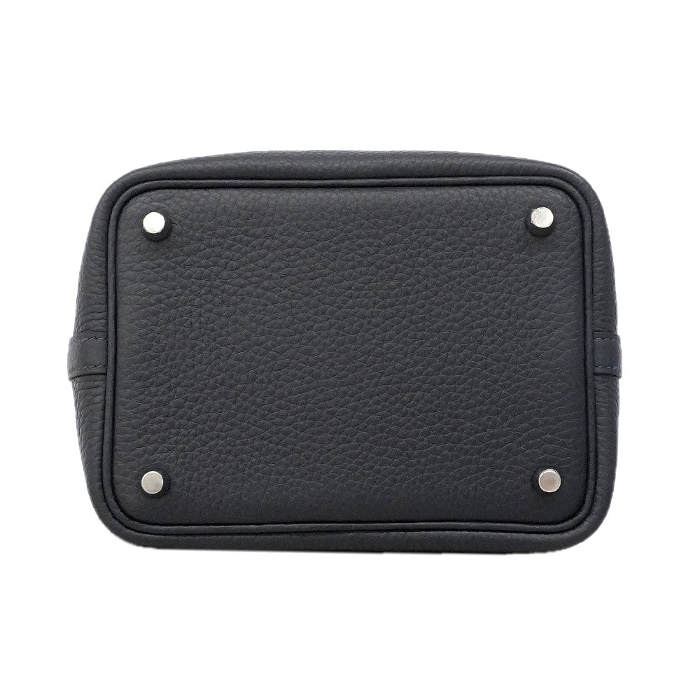 【6hd4389】エルメス ハンドバッグ ピコタンロックPM トリヨンクレマンス ブルーアンクル シルバー金具 K刻印【中古】レディース