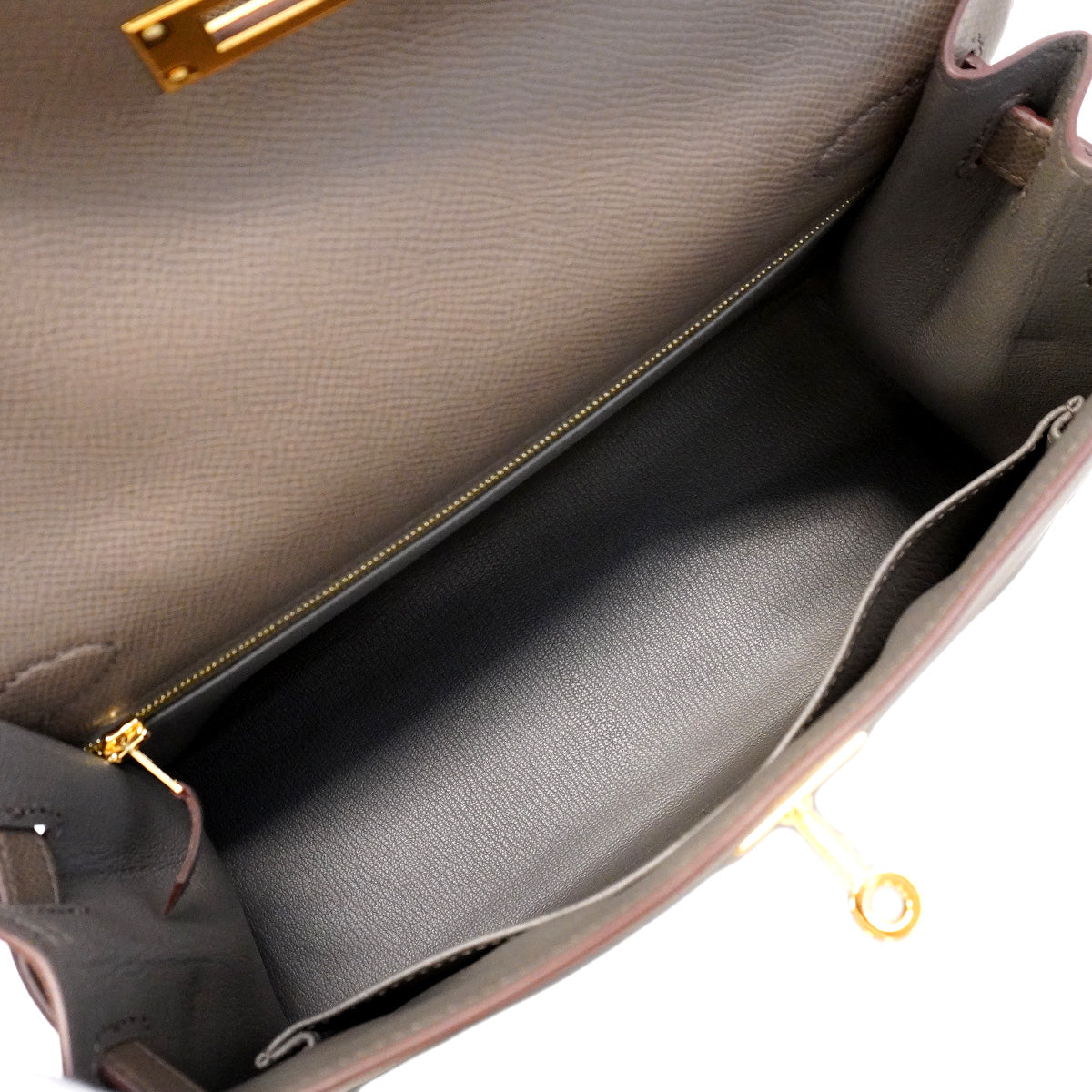 【6hd4401】エルメス ハンドバッグ ケリー28 ヴォーエプソン エタン ゴールド金具 Z刻印 2wayバック【中古】レディース