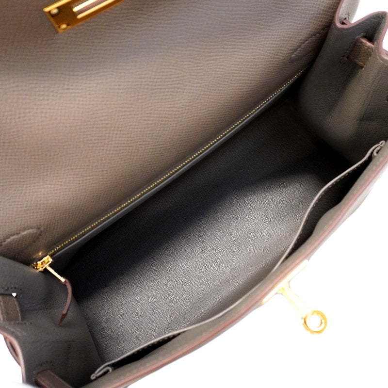 【6hd4401】エルメス ハンドバッグ ケリー28 ヴォーエプソン エタン ゴールド金具 Z刻印 2wayバック【中古】レディース