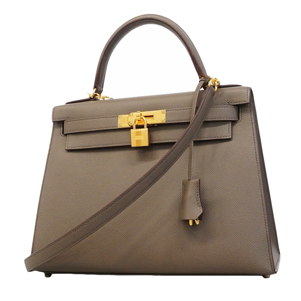 【6hd4401】エルメス ハンドバッグ ケリー28 ヴォーエプソン エタン ゴールド金具 Z刻印 2wayバック【中古】レディース