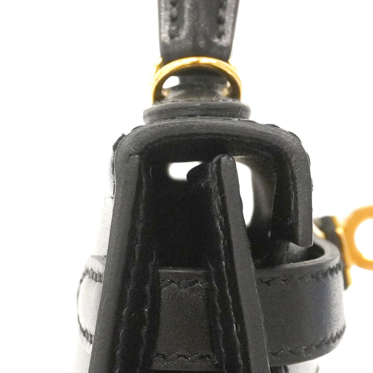 【6hd4404-g】エルメス ハンドバッグ ミニケリー2 ボックスカーフ ブラック ゴールド金具 K刻印 2wayバック【中古】レディース