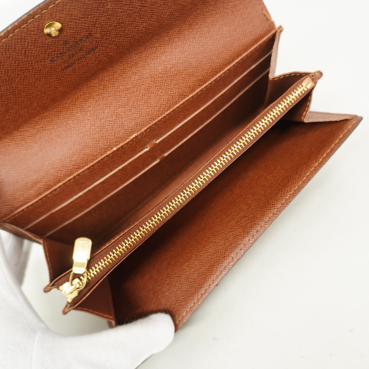 【6he4411】ルイヴィトン 長財布 モノグラム ポシェットポルトモネクレディ M61726 ブラウン【中古】レディース