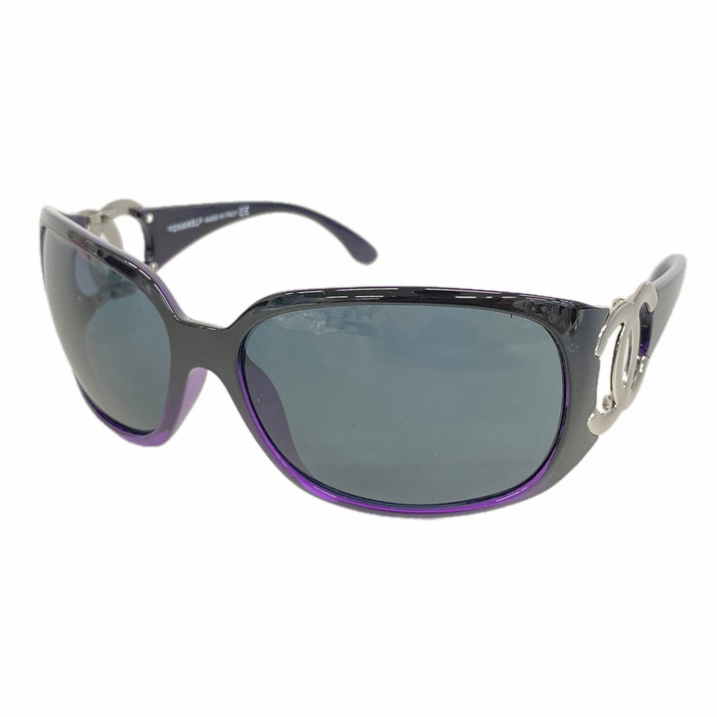 【6he4434】シャネル サングラス 6014 プラスチック ブラック パープル シルバー金具【中古】レディース