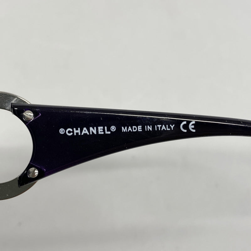 【6he4434】シャネル サングラス 6014 プラスチック ブラック パープル シルバー金具【中古】レディース