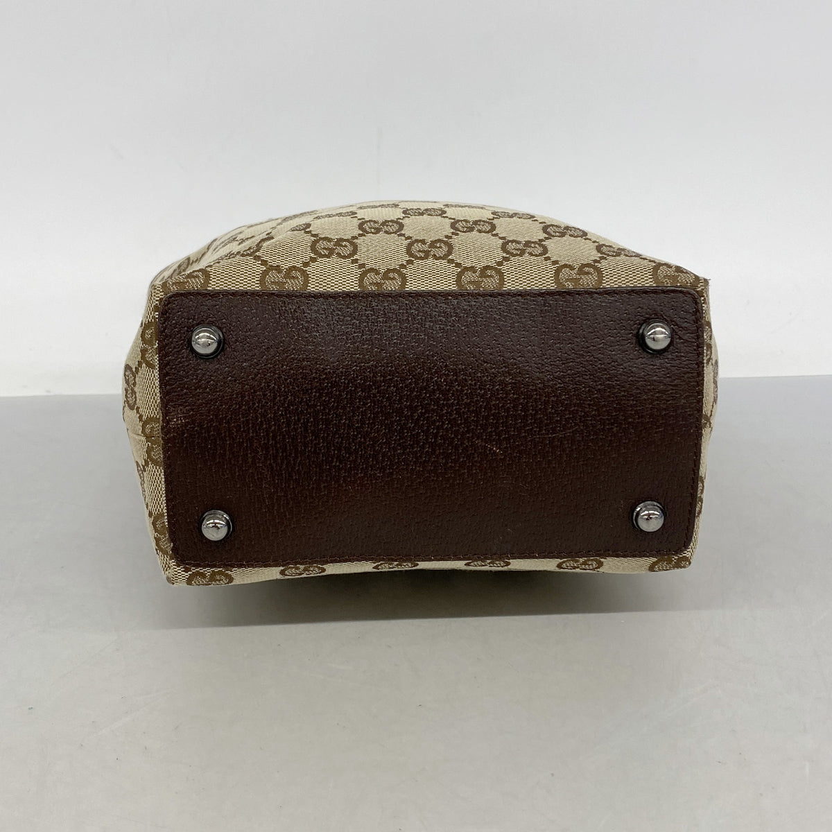 【6he4447-k】グッチ トートバッグ GGキャンバス 120840 キャンバス ベージュ シルバー金具【中古】レディース