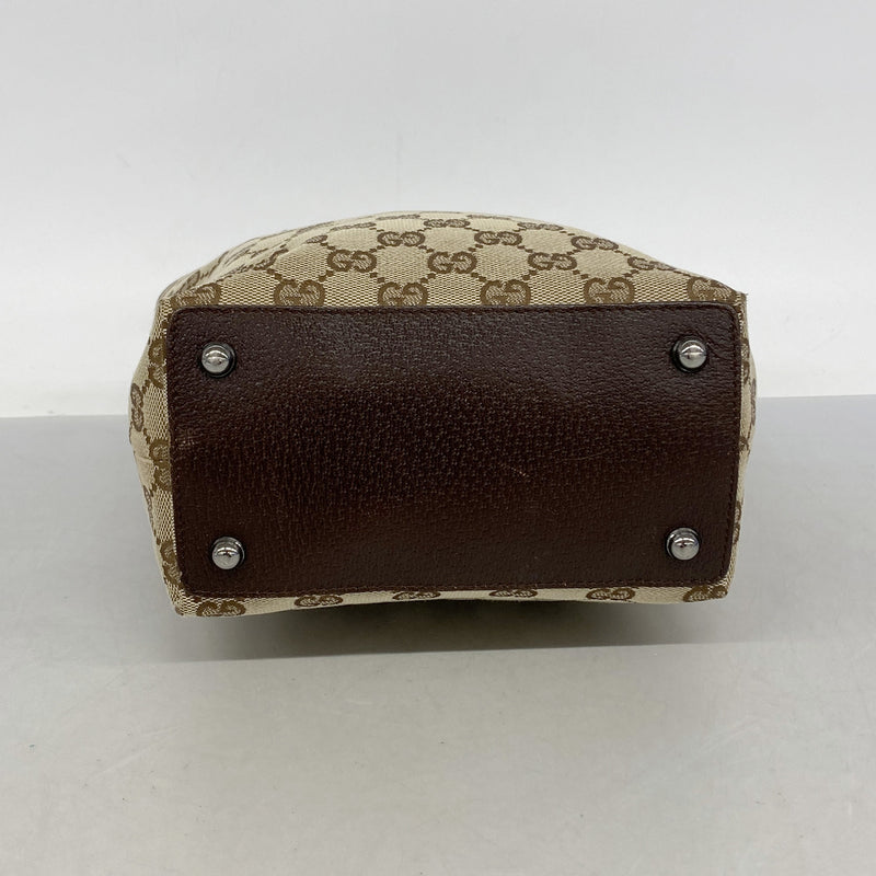 【6he4447-k】グッチ トートバッグ GGキャンバス 120840 キャンバス ベージュ シルバー金具【中古】レディース