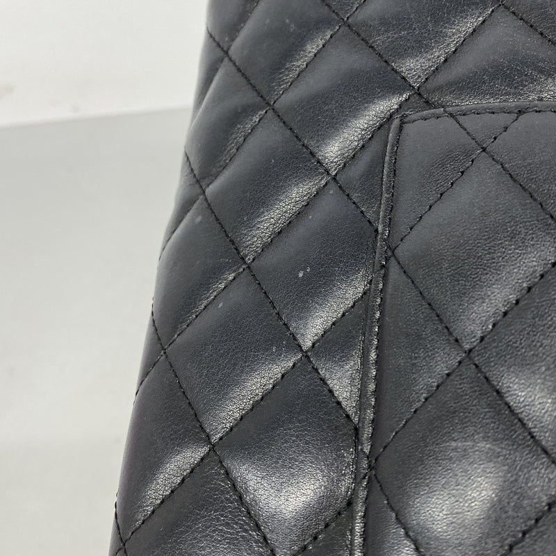 【6he4461】シャネル トートバッグ カンボン ラムスキン ブラック シルバー金具【中古】レディース