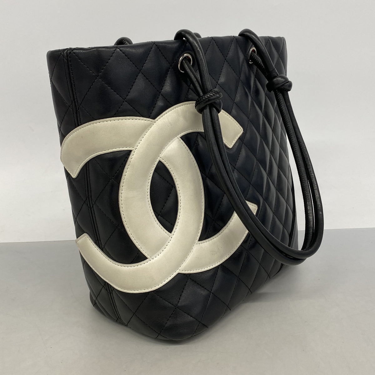 【6he4461】シャネル トートバッグ カンボン ラムスキン ブラック シルバー金具【中古】レディース
