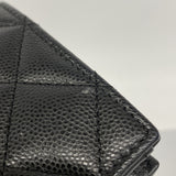 【6he4462】シャネル 財布 マトラッセ キャビアスキン ブラック シャンパンゴールド金具【中古】レディース