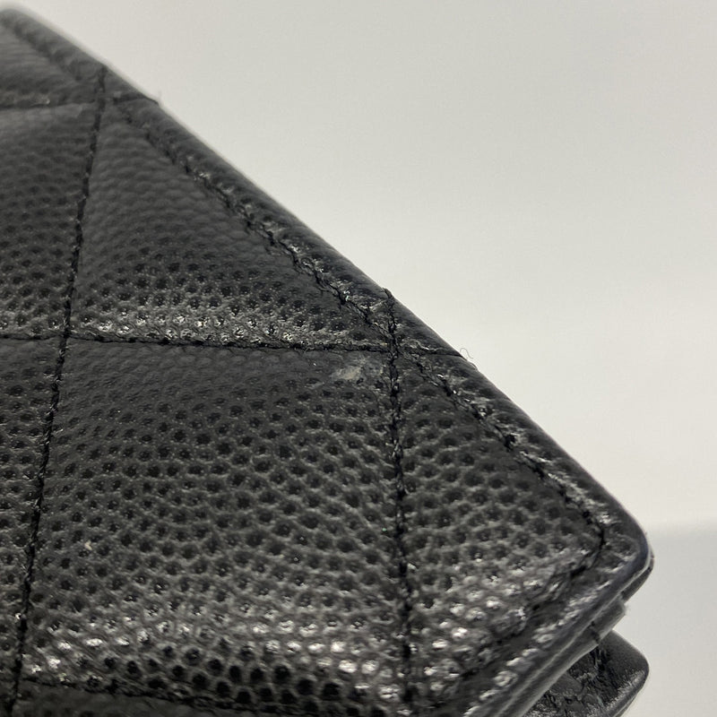 【6he4462】シャネル 財布 マトラッセ キャビアスキン ブラック シャンパンゴールド金具【中古】レディース