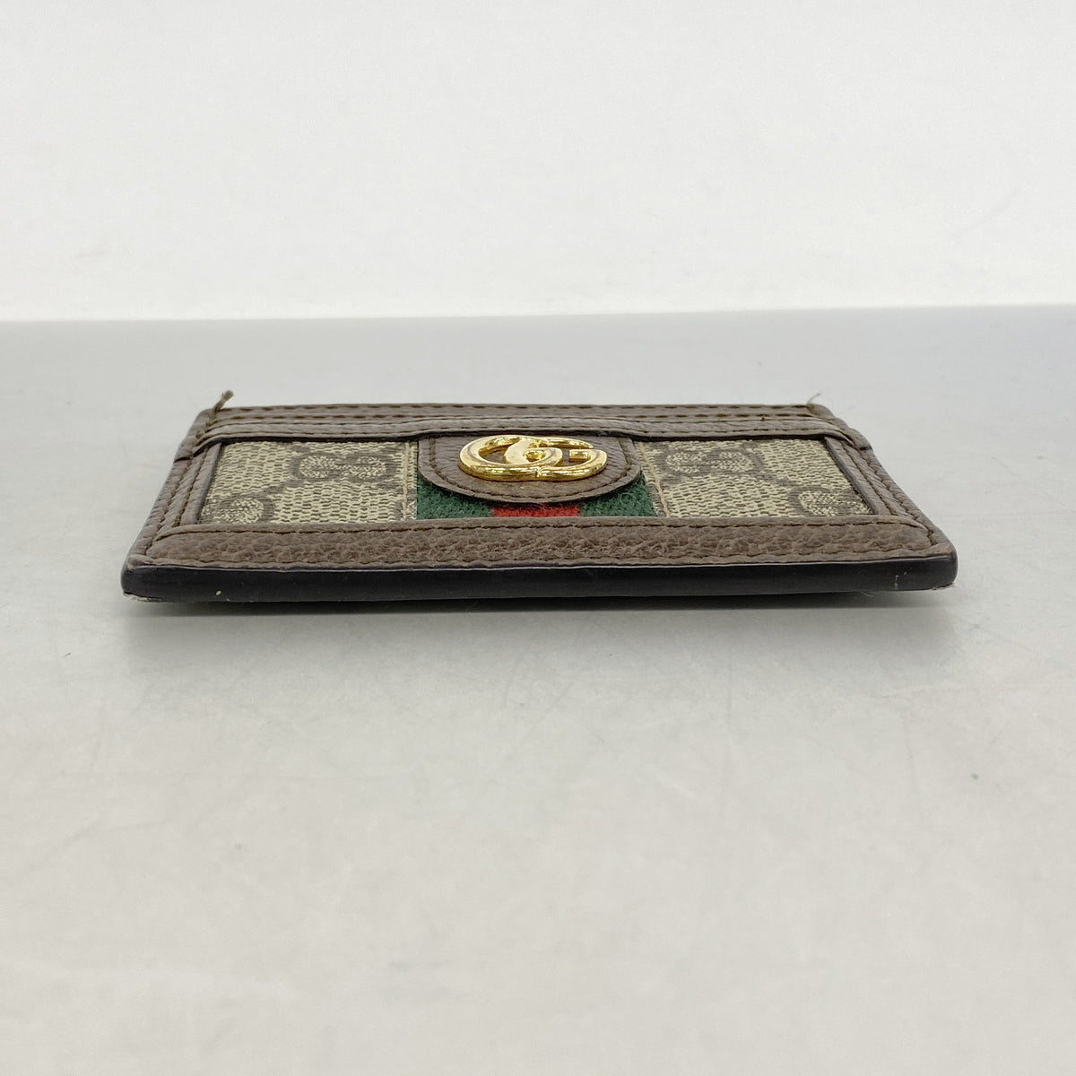 【6he4464】グッチ カードケース オフィディア 523159 PVC ブラウン ゴールド金具【中古】レディース