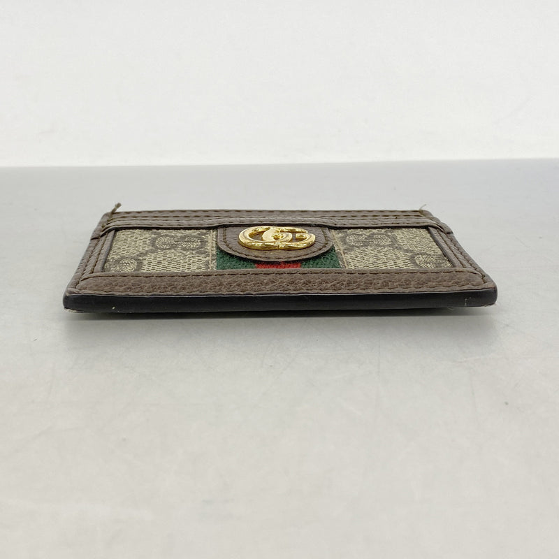 【6he4464】グッチ カードケース オフィディア 523159 PVC ブラウン ゴールド金具【中古】レディース