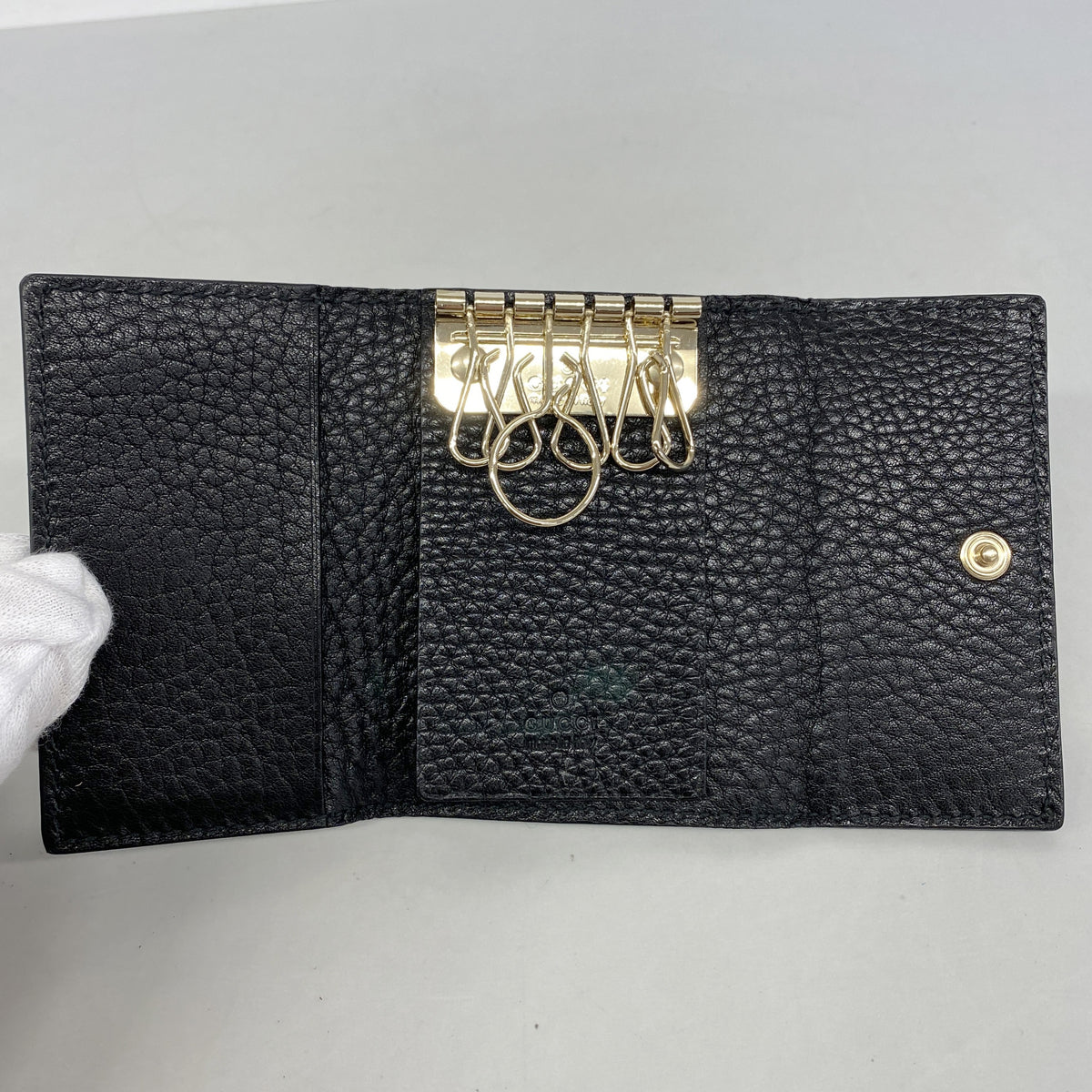 【6he4465】グッチ キーケース 131960 レザー ブラック シャンパンゴールド金具【中古】メンズ レディース ユニセックス