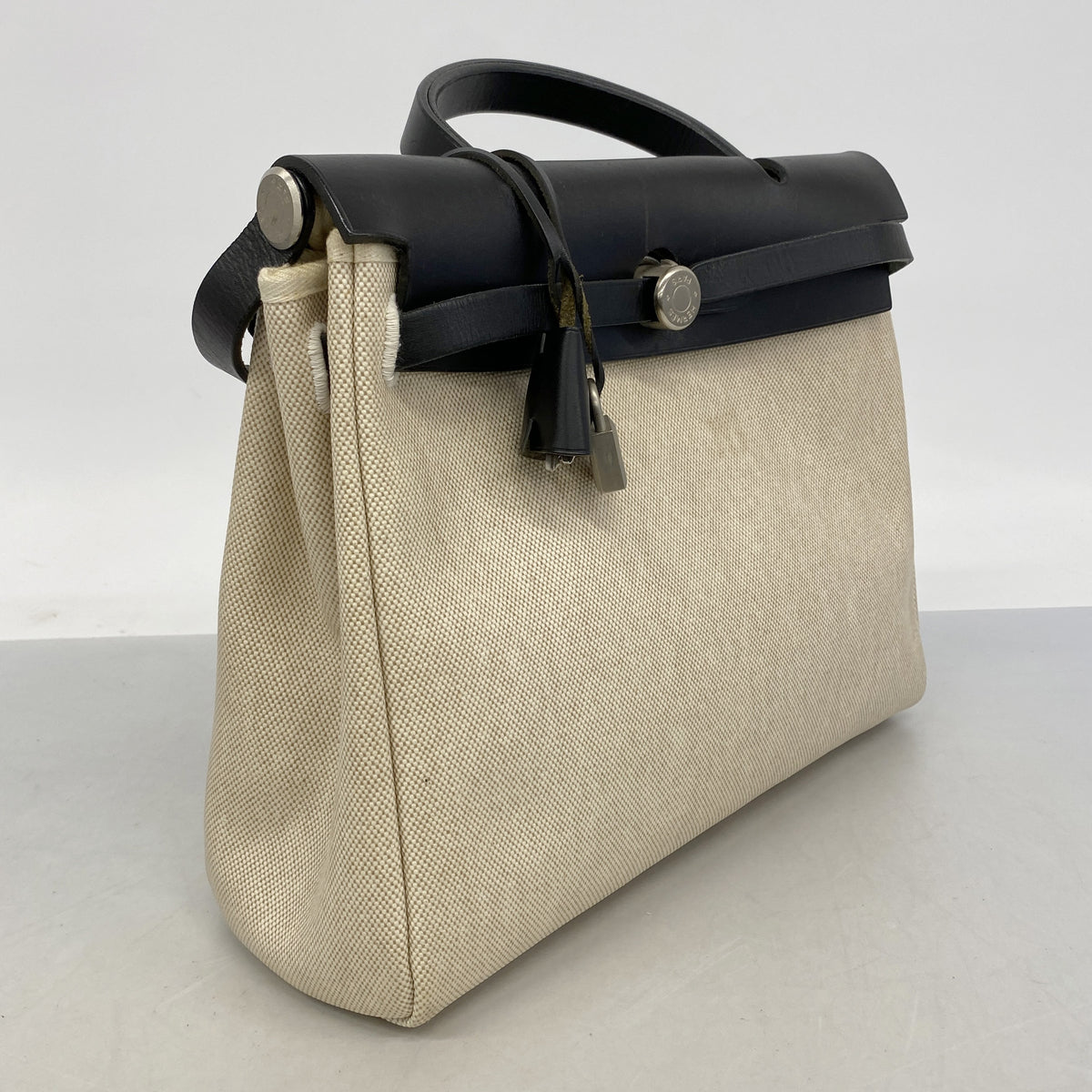 【6he4466】エルメス ハンドバッグ エールバッグPM トワルアッシュ ブラック シルバー金具 □D刻印 2wayバッグ【中古】レディース