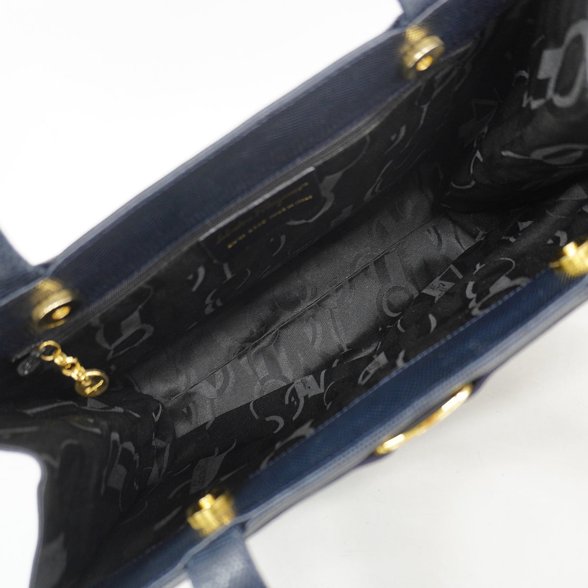【6he4476】サルヴァトーレフェラガモ トートバッグ ヴァラ レザー ネイビー ゴールド金具【中古】レディース