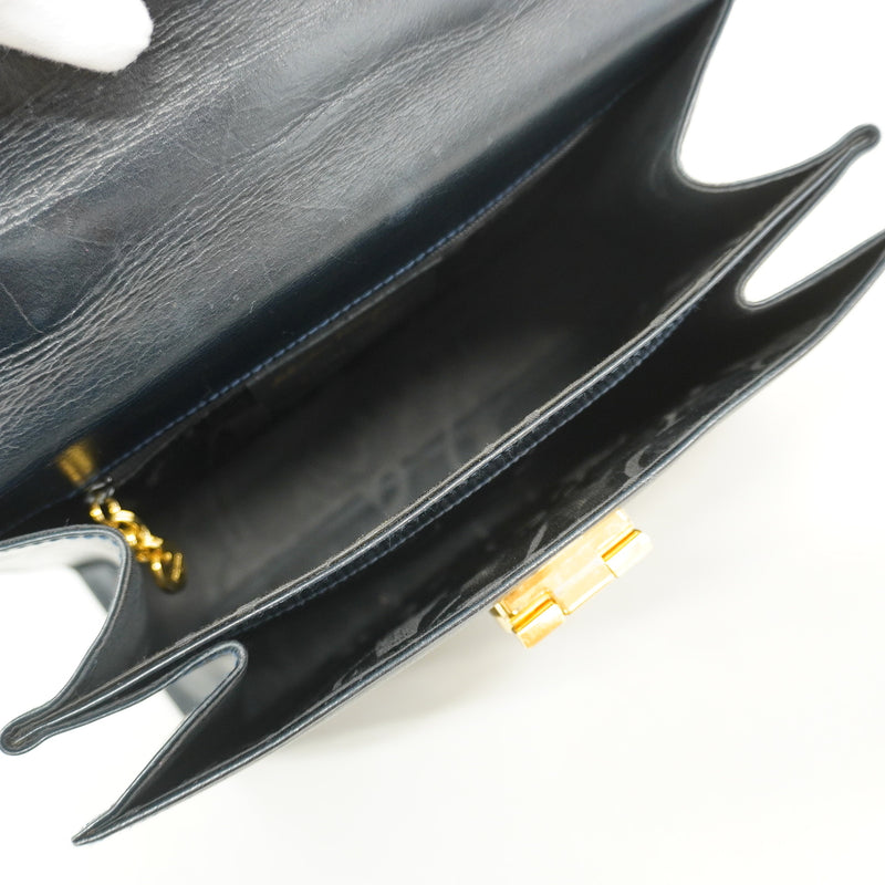 【6he4478】サルヴァトーレフェラガモ ハンドバッグ ガンチーニ レザー ブラック ゴールド金具【中古】レディース