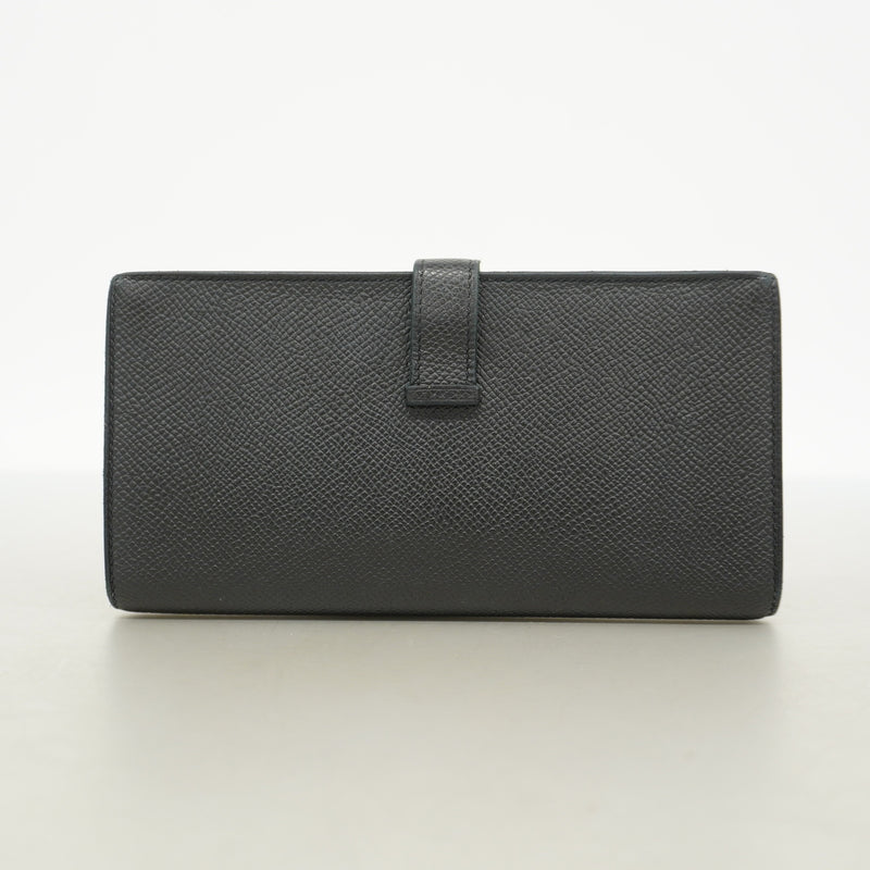 【6he4483】エルメス 長財布 ベアンスフレ ヴォーエプソン ブラック シルバー金具 Y刻印【中古】メンズ レディース ユニセックス