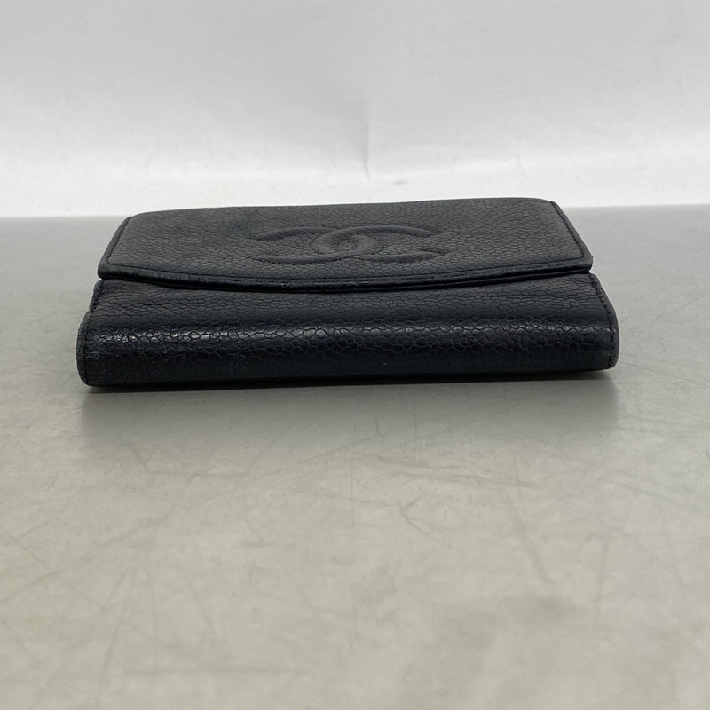 【6he4493-k】シャネル 財布 キャビアスキン ブラック ゴールド金具【中古】レディース