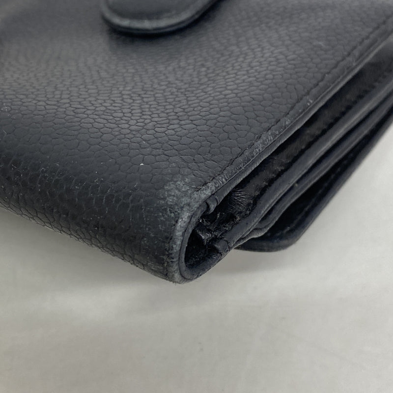 【6he4493-k】シャネル 財布 キャビアスキン ブラック ゴールド金具【中古】レディース