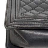 【6he4516-k】シャネル ショルダーバッグ ボーイシャネル チェーンショルダー ラムスキン ブラック シルバー金具【中古】レディース
