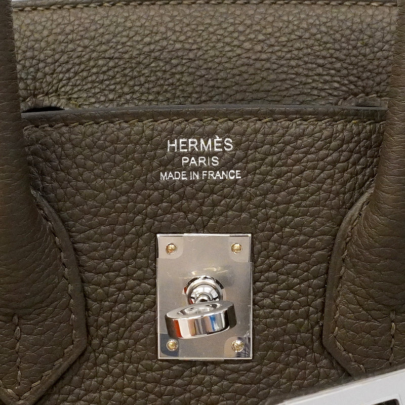 【6he4522-g】エルメス ハンドバッグ バーキン25 トゴ ヴェールロデン シルバー金具 G刻印【中古】レディース