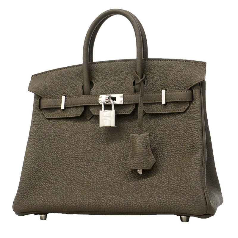 【6he4522-g】エルメス ハンドバッグ バーキン25 トゴ ヴェールロデン シルバー金具 G刻印【中古】レディース