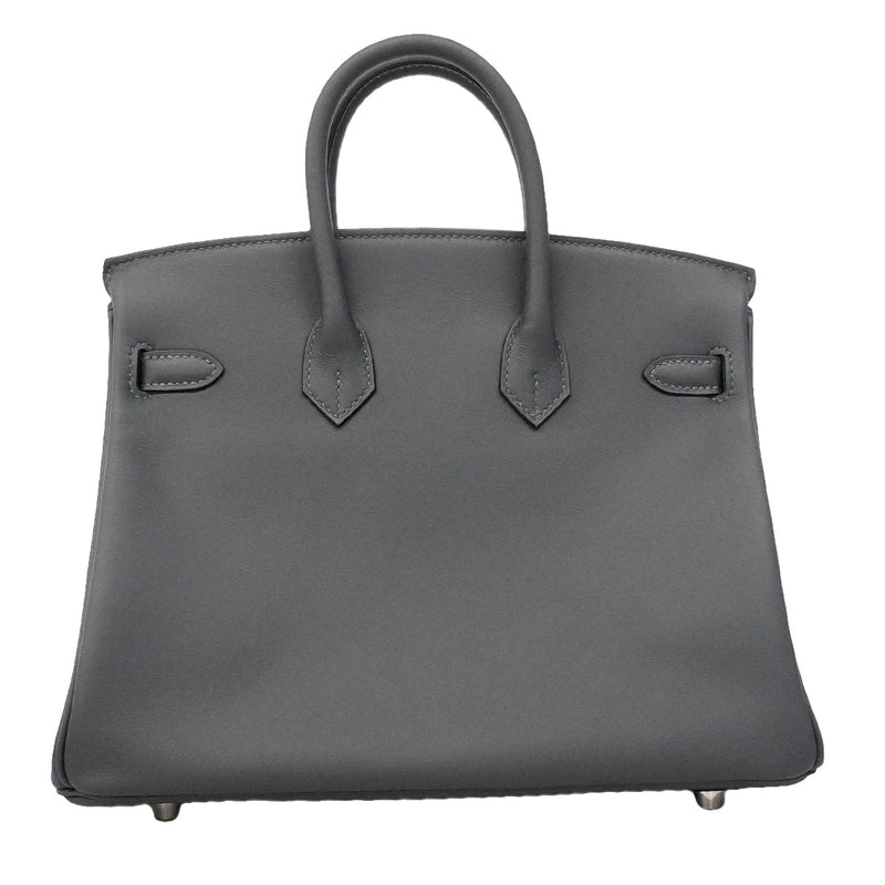 【6he4524-g】エルメス ハンドバッグ バーキン25 スイフト グリミスティ シルバー金具 G刻印【中古】レディース