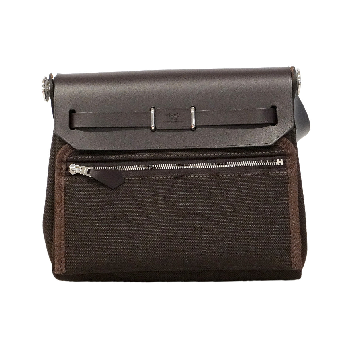 【6he4529】エルメス ショルダーバッグ エールバッグジップ トワルミリタリー エベーヌ シルバー金具 G刻印【中古】レディース