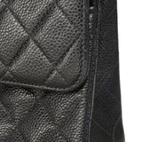 【6he4536】シャネル ショルダーバッグ マトラッセ Wフラップ Wチェーン キャビアスキン ブラック ゴールド金具【中古】レディース