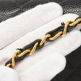 【6he4536】シャネル ショルダーバッグ マトラッセ Wフラップ Wチェーン キャビアスキン ブラック ゴールド金具【中古】レディース