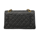 【6he4536】シャネル ショルダーバッグ マトラッセ Wフラップ Wチェーン キャビアスキン ブラック ゴールド金具【中古】レディース