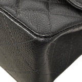 【6he4536】シャネル ショルダーバッグ マトラッセ Wフラップ Wチェーン キャビアスキン ブラック ゴールド金具【中古】レディース