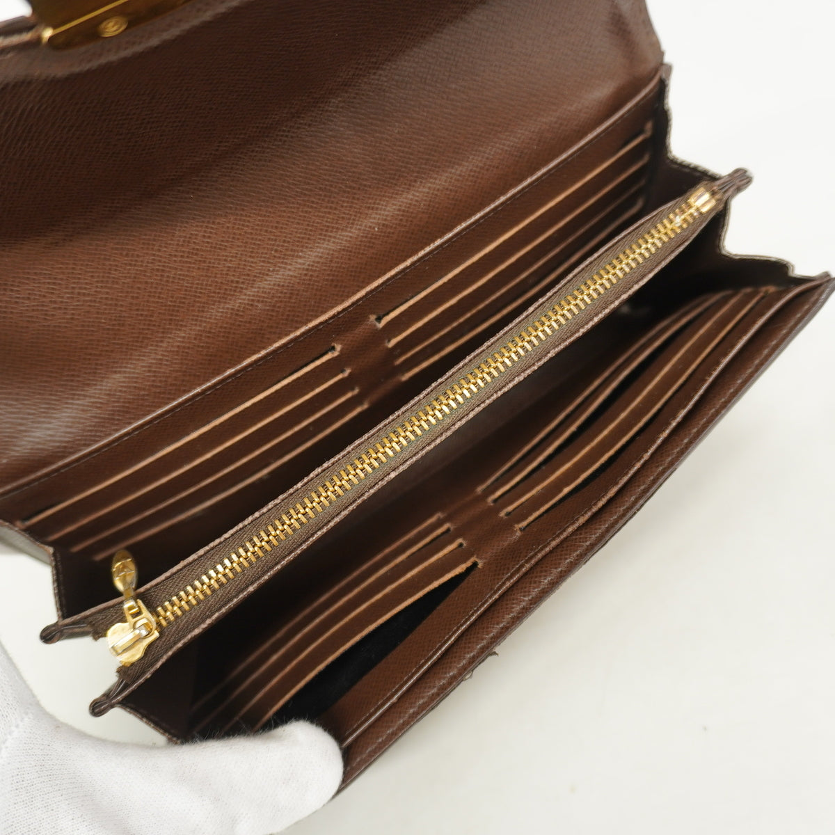 【6he4541-k】ルイヴィトン 長財布 ダミエ ポルトフォイユシスティナ N61747 エベヌ【中古】レディース