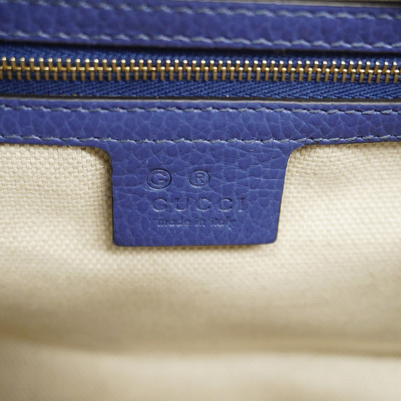 【6he4544-k】グッチ ハンドバッグ 607722 レザー ブルー シャンパンゴールド金具 2wayバッグ【中古】レディース