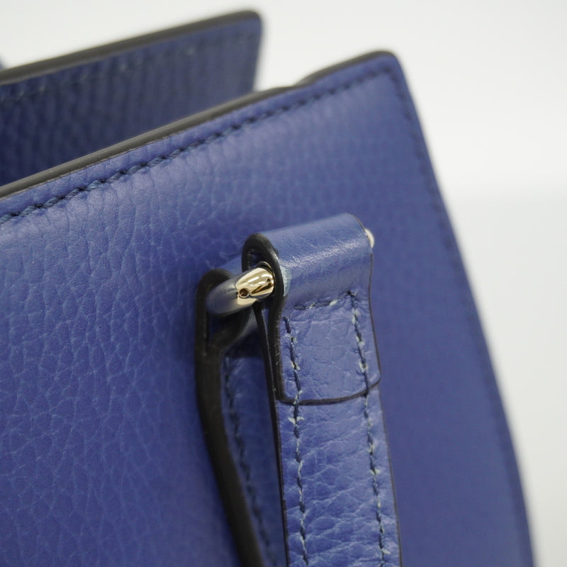 【6he4544-k】グッチ ハンドバッグ 607722 レザー ブルー シャンパンゴールド金具 2wayバッグ【中古】レディース